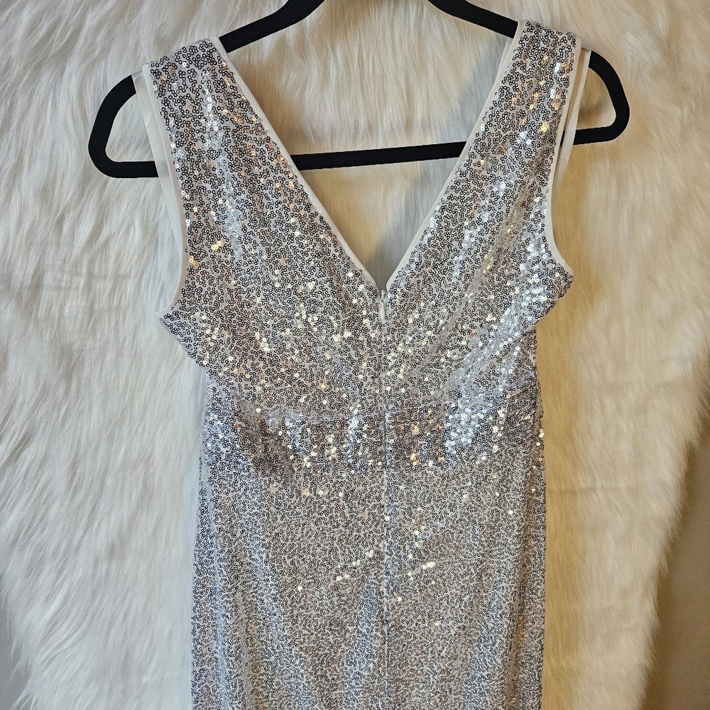 Kate Kasin Silver Empire Sequin Maxi Dress - Picture 6 of 15